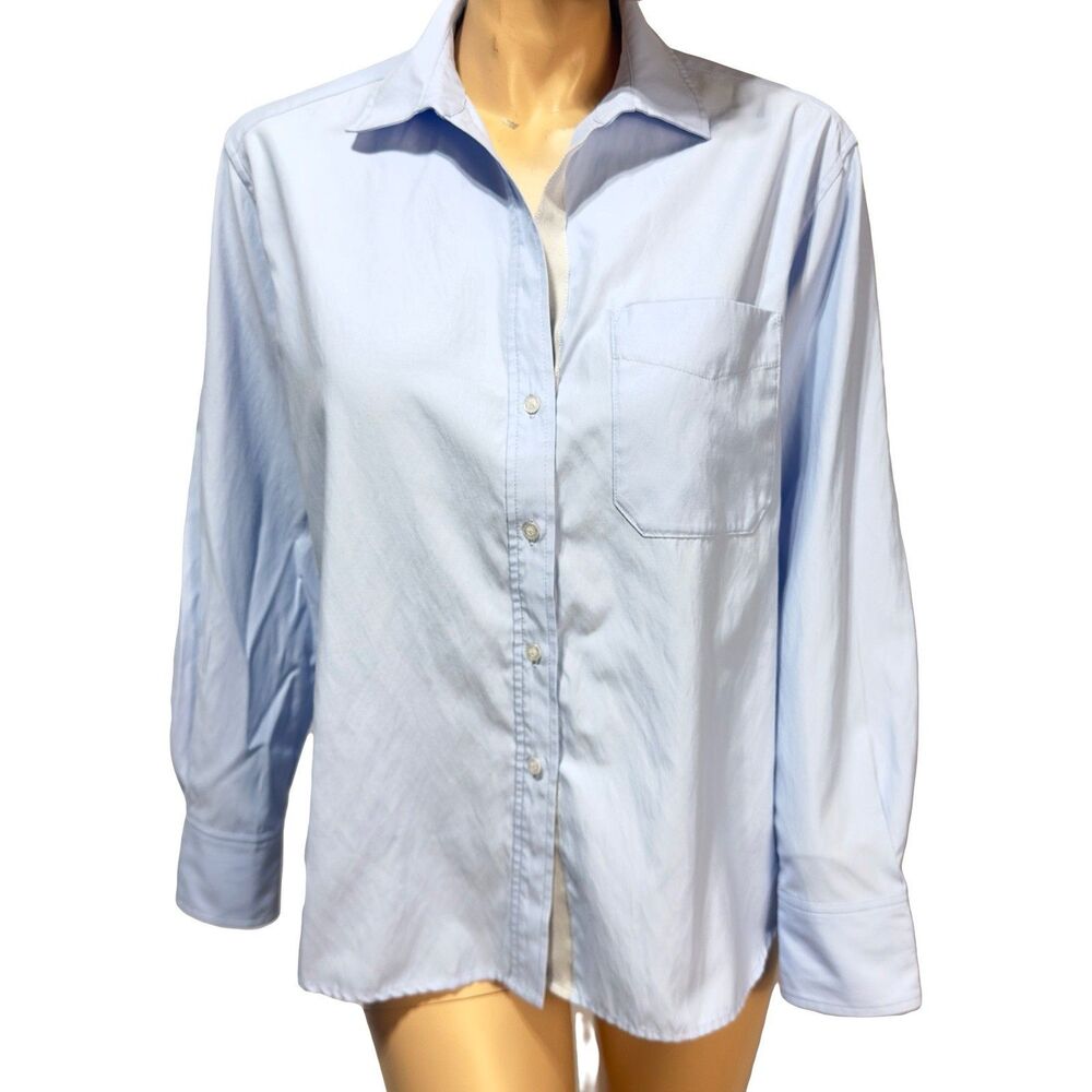Brochu Walker Everyday Shirt Blue Button Front Blouse Size M Long Sleeve